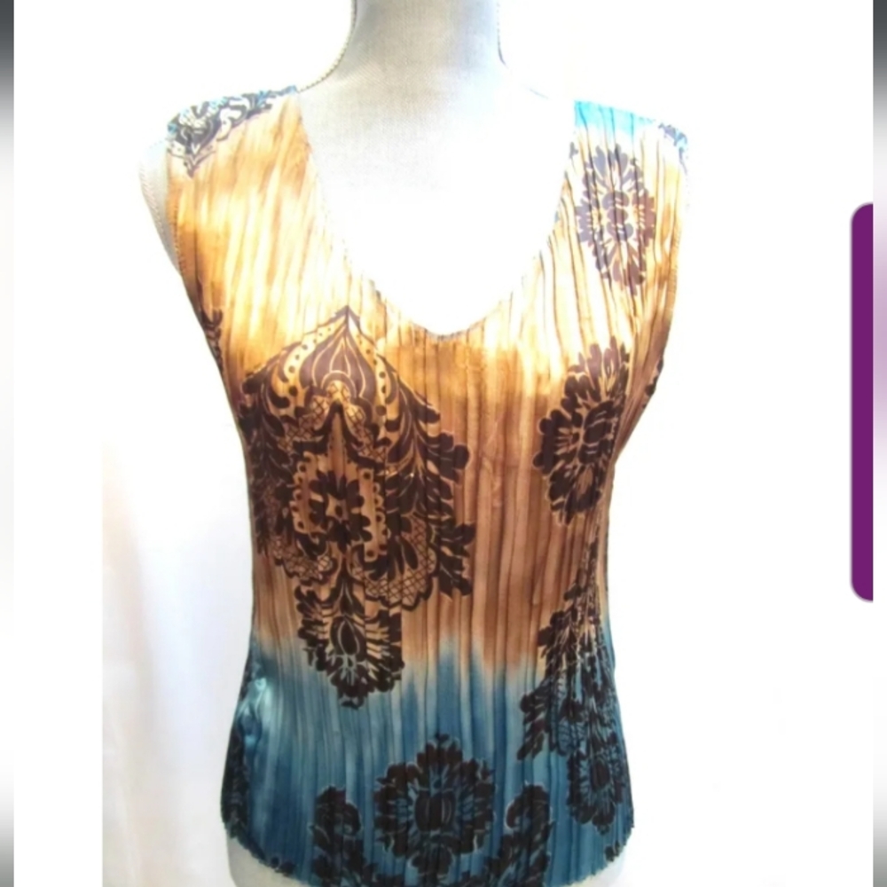 Jaipur shirt artsy organ pleated stretch Occasion Evening Top Blouse size S